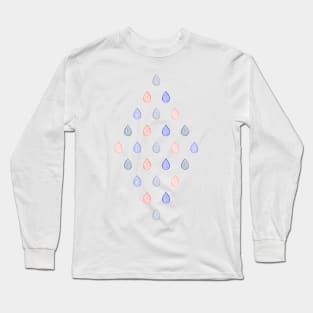 Rose quartz, serenity blue and lilac grey raindrops Long Sleeve T-Shirt